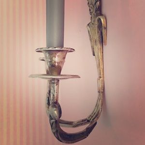 2 arm French metal candle scone in wheat design